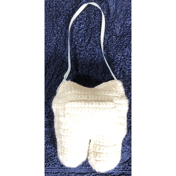 Toothfairy Crocheted Handmade Pocket Pillow Hangs on Bedpost or Doornob F/Tooth$ - Picture 3 of 6